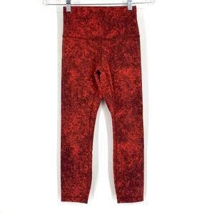 Lululemon Wunder Train High Rise Tight 23" Denim Wash Print Autumn Red Black 4